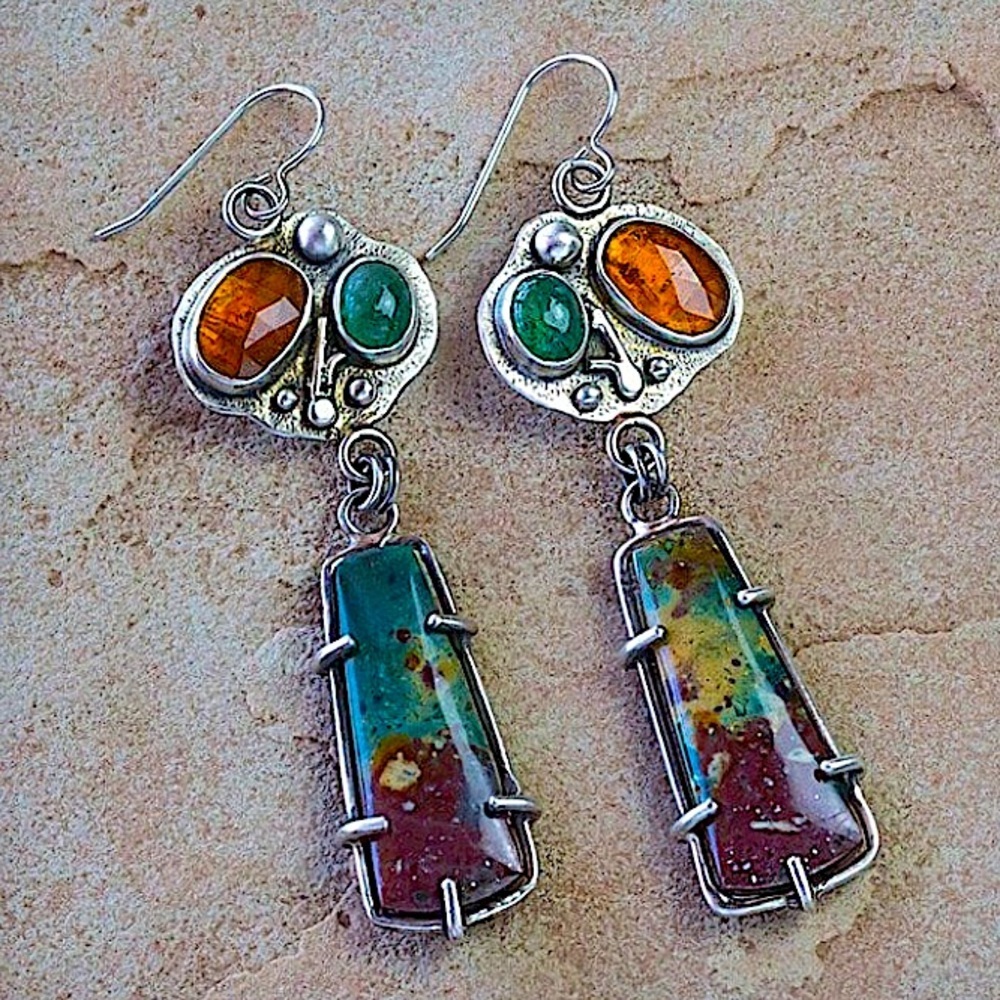 Boho Multicolor Handmade Dangle Earrings – Stainless Steel & Vibrant Style